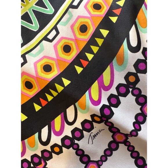 Trina Turk Womens Multicolor Geometric Print Top M Short Sleeve Scoop Neck Light - Picture 4 of 4